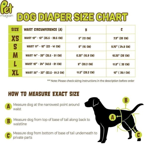 Pet Magasin Reusable Washable Dog Diapers (Pack of 3) Sz XL Waist 26"-32" NEW - Picture 9 of 11